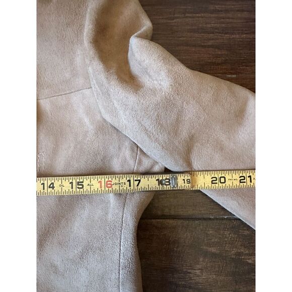 Vtg World Knits Suede Leather Jacket Sz Medium Tan Beige Brown Coat NICE QUALITY - Picture 12 of 15